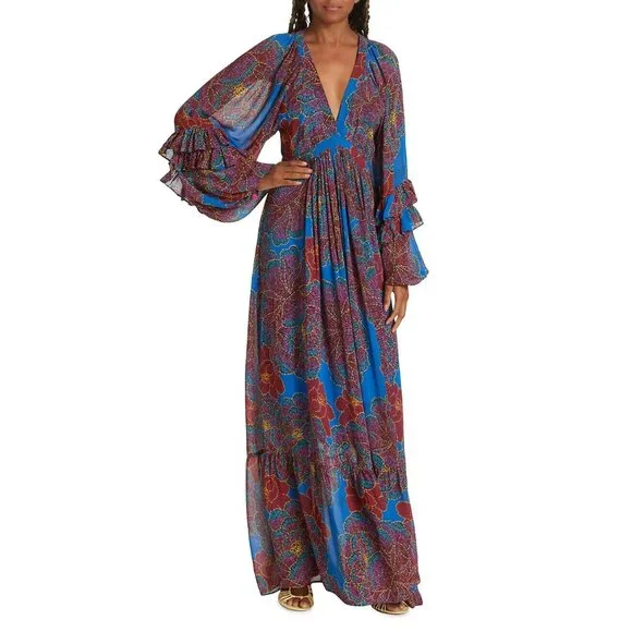 knee length dresses for ladies Green Bright Yard Maxi Dress – FARM Rio main image 1